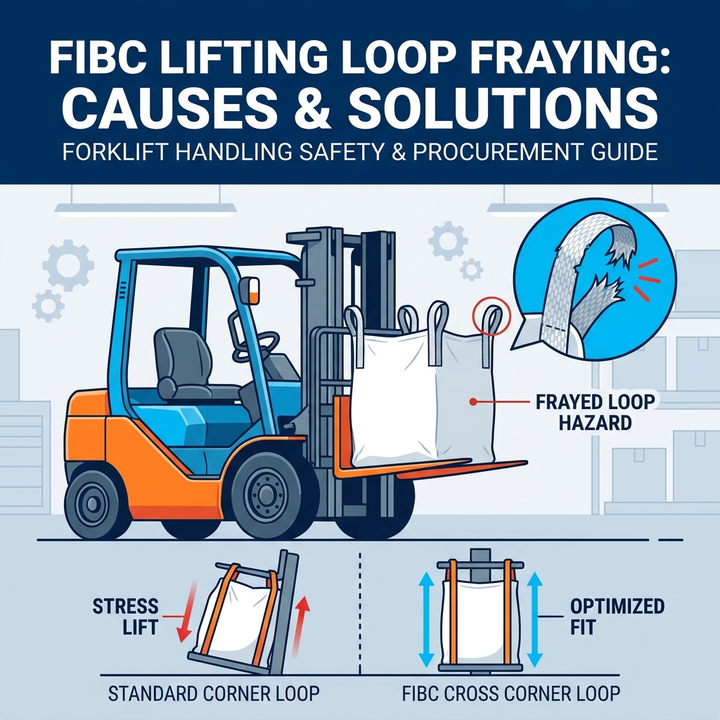 O que faz com que os laços de elevação do FIBC se desfiem durante o manuseio da empilhadeira?